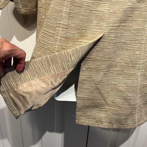 Nine West Textured Gold Cream Lined Long Blazer Size XS - Picture 11 of 14